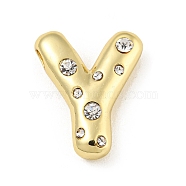 Brass Micro Pave Clear Cubic Zirconia Pendants, Long-Lasting Plated, Cadmium Free & Lead Free, Real 18K Gold Plated, Letter A~Z, Letter Y, 18~19x11~21x5mm, Hole: 2.8~3x1.8~2mm(KK-E093-04G-Y)