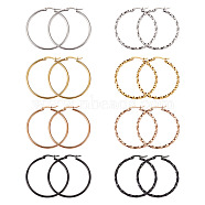 Titanium Steel Hoop Earrings, Ring Shape, Mixed Color, 40mm, 16pcs/set(STAS-TA0001-23C)