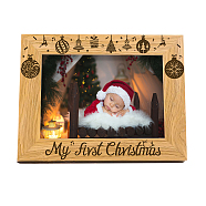 Natural Wood Photo Frames, for Tabletop Display Photo Frame, Rectangle, Peru, Christmas Themed Pattern, 152x102mm(DIY-WH0234-007)