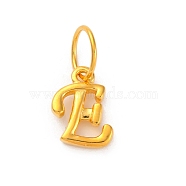 925 Sterling Silver Letter Charms with Jump Rings, Golden, Letter E, 10.5x8x2mm, Hole: 5mm(STER-R008-01G-E)