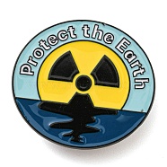 Marine Environment Protection & Nuclear Wastewater Theme Enamel Pin, Electrophoresis Black Zinc Alloy Brooch for Backpack Clothes, Flat Round, Colorful, 30x33x1.5mm(PALLOY-D021-03EB)