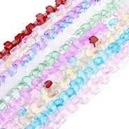 Transparent Glass Beads Strands, Elephant, Mixed Color, 10x12x3mm, Hole: 1mm, about 45~48pcs/strand, 17.32 inch(44cm)(GLAA-F114-03)