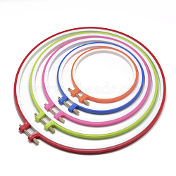 Plastic 3D Adjustable Cross-stitch Ribbon Embroidery Frame Hoop, Needlework Stretch Tools, Embroidered Circles, Quilting Hoop, with Random Metal Color, Mixed Color, 9~10x125~285mm, 5pcs/set(TOOL-R113-02)