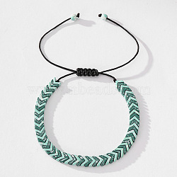 Ethnic Style Natural Gemstone Arrowhead Braided Bracelets for Men, Dark Green, 11 inch(28cm)(RO2322-2)