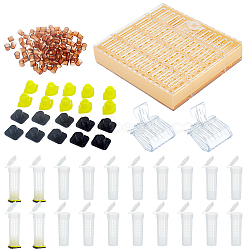 PVC Breeding Tools Set, with Safety Guards and Plastic Clip Queen Bee Cage Catcher, Gold, 10.5~146x34~130x10x26~32.5mm, Hole: 4x25mm, 131pcs/set(AJEW-GA0002-41)