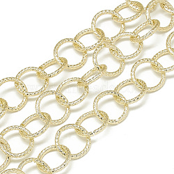 Unwelded Aluminum Rolo Chains, Belcher Chain, Textured, Lemon Chiffon, 15.5x2mm(CHA-S001-075A)