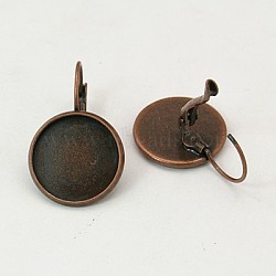 Brass Leverback Earring Findings, Lead Free and Cadmium Free, Red Copper, 30x18mm, Tray: 16mm(KK-C1244-16mm-R-NR)