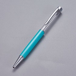 Creative Empty Tube Ballpoint Pens, with Black Ink Pen Refill Inside, for DIY Glitter Epoxy Resin Crystal Ballpoint Pen Herbarium Pen Making, Silver, Turquoise, 140x10mm(X-AJEW-L076-A22)