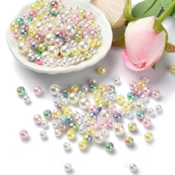 ABS Plastic Imitation Pearl Beads, Round, Mixed Color, 5~8x5~8mm, hole: 1.5~2.3mm, 507pcs/bag
