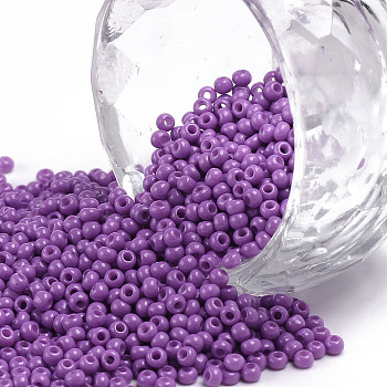 11/0 Grade A Round Glass Seed Beads, Baking Paint, Violet, 2.3x1.5mm, Hole: 1mm, about 48500pcs/pound
