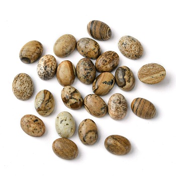 Natural Picture Jasper Cabochons, Oval, 8~8.5x6~6.5x2.5~3.5mm