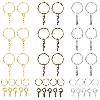 DIY Keychain Making Kit, Including Iron Split Key Rings, Screw Eye Pin Peg Bails, Jump Rings, Mixed Color, 350Pcs/bag