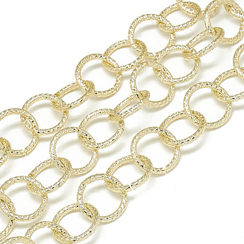 Unwelded Aluminum Rolo Chains, Belcher Chain, Textured, Lemon Chiffon, 15.5x2mm
