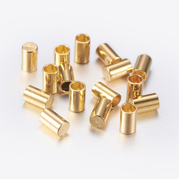 Brass Cord Ends, End Caps, Column, Golden, 5x3mm, Inner Diameter: 2mm