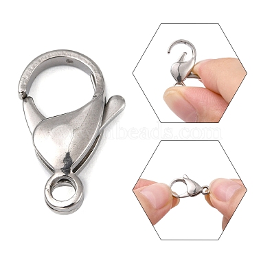 Polished 316 Surgical Stainless Steel Lobster Claw Clasps(X-STAS-R072-18A)-3