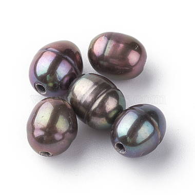 7mm Black Oval Pearl Beads