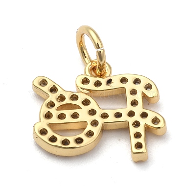 Brass Micro Pave Clear Cubic Zirconia Charms(X-ZIRC-A013-24G)-2