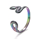 Placage ionique (ip) couleur arc-en-ciel 304 anneau de manchette ouvert serpent en acier inoxydable pour femme(RJEW-C025-18M)-1