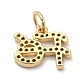 Brass Micro Pave Clear Cubic Zirconia Charms(X-ZIRC-A013-24G)-2