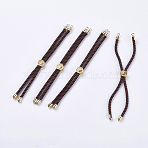 Nylon Twisted Cord Bracelet Making, Slider Bracelet Making, with Brass Findings, Cadmium Free & Lead Free, Long-Lasting Plated, Tree of Life, Coffee, Real 18K Gold Plated, 210~220x2mm, Hole: 2mm(MAK-F018-14G-RS)