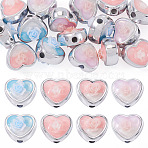 16Pcs 4 Colors Opaque Acrylic Beads, Heart, with Resin, Mixed Color, 11.5x12.5x10mm, Hole: 2.5mm, 4pcs/color(OACR-TA0004-26)