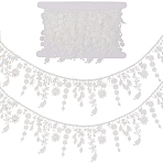 5 Yards Flower Polyester Ribbon, Lace Trim for Jewelry Making, with Cardboard Display Card, Beige, 3-5/8 inch(92mm)(OCOR-GF0004-08A)