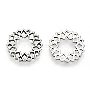 Tibetan Style Alloy Filigree Joiners, Cadmium Free & Lead Free, Flower, Antique Silver, 20x19x1.5mm(PALLOY-T075-206AS)