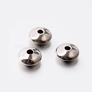 Rondelle 201 Stainless Steel Spacer Beads, Stainless Steel Color, 8x4mm, Hole: 2mm(STAS-E082-13)