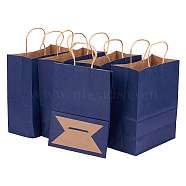 Kraft Paper Bag, with Handle, DarkSlate Blue, 21x11x27cm, 30pcs/set(CARB-BC0001-09)