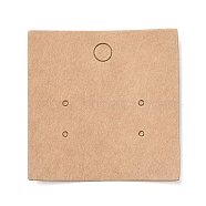 Blank Kraft Paper Earring Display Cards, Square, BurlyWood, 5x5x0.05cm, Hole: 1.5mm(CDIS-G005-06)
