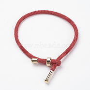 Cotton Twisted Cord Bracelet Making, with Stainless Steel Findings, Golden, FireBrick, 9 inch~9-7/8 inch(23~25cm), 3mm(X-MAK-L012-04)