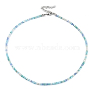 Bling Glass Beaded Necklace for Women, Turquoise, 16.93 inch(43cm)(NJEW-PH01492-02)