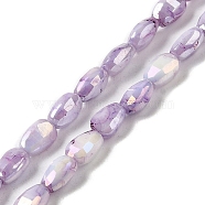 Electroplate Glass Beads Strands, Rainbow Plated, Faceted, Teardrop, Medium Purple, 6.5x4.5x3.5mm, Hole: 1mm, about 70pcs/strand, 17.72''(45cm)(GLAA-D013-05F)
