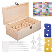 Wooden Storage Boxes Making, with Scrapbook Paper Stickers, Plastic Bottle Openers, Pipettes Dropper, Funnel Hopper, Mixed Color, 29.2x14.9x10.9cm, 1pc/set(DIY-BC0002-26)