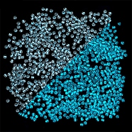 11/0 Luminous Glass Seed Beads, Inside Colours, Glow in the Dark Round Beads, Light Sky Blue, 2mm, Hole: 1mm, about 660Pcs/bag(LUMI-PW0001-186A-10)