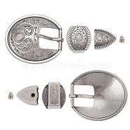 Belt Alloy Buckle Sets, include Roller Buckle, Rectangle Silder Charm, Triangle Zipper Stopper, Antique Silver, Buckle: 43x37x7.5mm(FIND-WH0111-300)