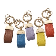 PU Leather Keychain,With Golden Key Rings, Rectangle, Mixed Color, 99mm(KEYC-U001-02)