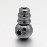 Non-magnetic Synthetic Hematite 3 Hole Guru Beads, T-Drilled Beads, Black, 19x10mm, Hole: 2mm(X-G-P046-19B)