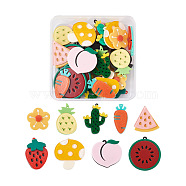 Craftdady 36Pcs 9 Style Cellulose Acetate(Resin) Pendants, with Glitter Powder, Mushroom & Cactus & Strawberry & Watermelon & Pineapple & Carrot & Flower & Peach, Mixed Color, 4pcs/style(KY-CD0001-02)