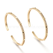 Brass Micro Pave Clear Cubic Zirconia Cuff Bangles, Real 18K Gold Plated, Inner Diameter: 1-7/8x2-1/4 inch(4.9x5.85cm), 4mm(BJEW-F411-05G)