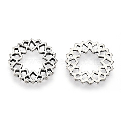 Tibetan Style Alloy Filigree Joiners, Cadmium Free & Lead Free, Flower, Antique Silver, 20x19x1.5mm(PALLOY-T075-206AS)