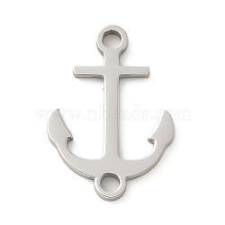 201 Stainless Steel Laser Cut Connector Charms, Stainless Steel Color, Anchor & Helm, 15x10.5x1mm, Hole: 1.4mm(STAS-R133-02P-11)