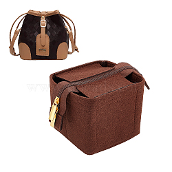 Felt & Nylon Purse Organizer Insert, with Allloy Zipper, Handbags Premium Felt, Bag Accessories, Coconut Brown, 11x14.5x10cm, Inner Diameter: 10.7x13.8cm(PURS-WH0001-37A)