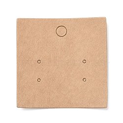 Blank Kraft Paper Earring Display Cards, Square, BurlyWood, 5x5x0.05cm, Hole: 1.5mm(CDIS-G005-06)