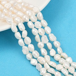 Natural Cultured Freshwater Pearl Beads Strands, Two Sides Polished, Grade 2A+, Antique White, 6~7mm, Hole: 0.6mm, about 44~45pcs/strand, 13.39''~13.58''(34~34.5cm)(PEAR-P064-20I-02A-02)