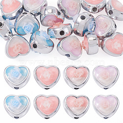 16Pcs 4 Colors Opaque Acrylic Beads, Heart, with Resin, Mixed Color, 11.5x12.5x10mm, Hole: 2.5mm, 4pcs/color(OACR-TA0004-26)