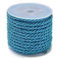 Polyester Cord, Twisted Cord, Blue, 3mm, about 5.47 Yards(5m)/Roll(OCOR-L041-3mm-18)