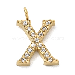 Ion Plating(IP) 304 Stainless Steel Micro Pave Cubic Zirconia Pendants, Golden, Letter A~Z Charms, Letter X, 12.5x8.5x2mm, Hole: 2mm(STAS-Z107-03G-23)