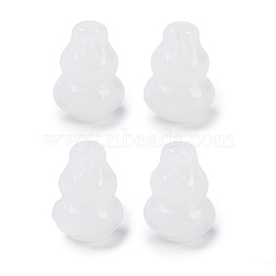 Transparent Glass Pendants, Gourd Charm, White, 13.5~14x9~10x8.5~9.5mm, Hole: 1.4mm(GLAA-S202-01C)