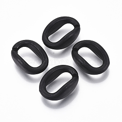 Spray Painted CCB Plastic Linking Rings, Quick Link Connectors, For Jewelry Cable Chains Making, Oval, Black, 31x21x12.5mm, Inner Diameter: 11x21mm(CCB-R104-13B-01)